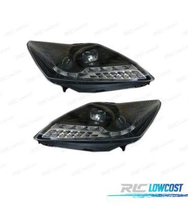 FARÓIS FRONTAIS FORD FOCUS 08- LUZ DIURNA LED PRETO