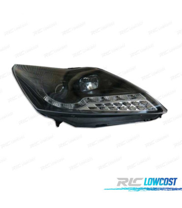 FARÓIS FRONTAIS FORD FOCUS 08- LUZ DIURNA LED PRETO