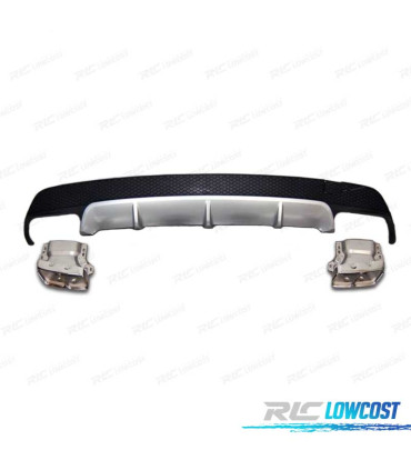 DIFUSOR TRASEIRO MERCEDES CLA W117 13-18 LOOK AMG CLA45 + PONTEIRAS DE ESCAPE