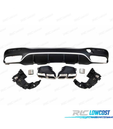 DIFUSOR TRASEIRO MERCEDES W166 GLE 350 AMG LOOK GLE63 + PONTEIRAS DE ESCAPE