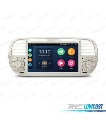 AUTO RÁDIO GPS ANDROID 12 PARA FIAT 500 07-15 BRANCO