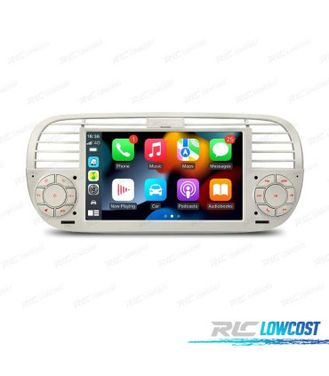 AUTO RÁDIO GPS ANDROID 12 PARA FIAT 500 07-15 BRANCO