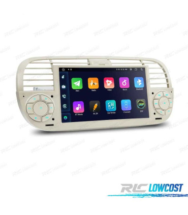 AUTO RÁDIO GPS ANDROID 12 PARA FIAT 500 07-15 BRANCO