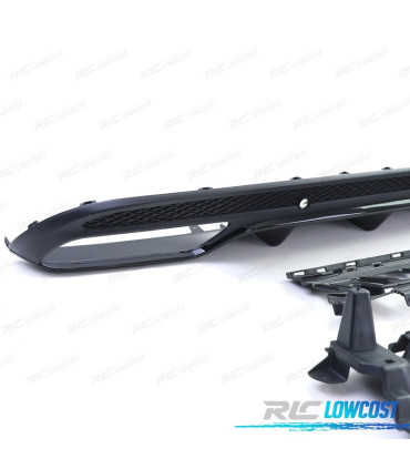 DIFUSOR MERCEDES C-CLASS W205 AMG 15-21 LOOK C63 MOLDAGEM PRETO BRILHANTE