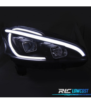 CONJUNTO DE FARÓIS PARA PEUGEOT 208 12-15 TUBE LIGHT PRETOS