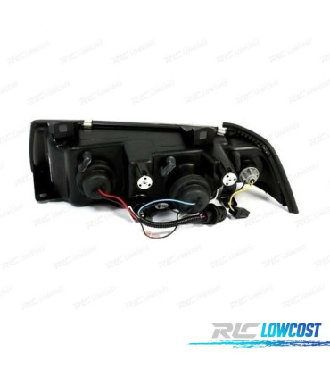 FARÓIS BMW E36 90-99 ANGEL EYES FUNDO PRETO