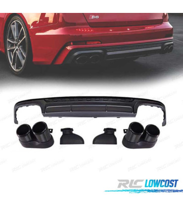 DIFUSOR AUDI A6 S LINE 19- LOOK S6 + PONTEIRAS DE ESCAPE PRETAS