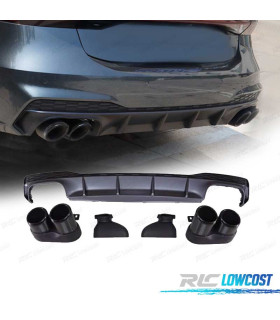 DIFUSOR AUDI A7 S LINE 19- LOOK RS7 + PONTEIRAS DE ESCAPE PRETO
