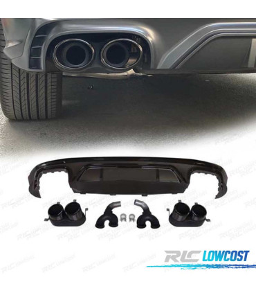 DIFUSOR AUDI Q5 S LINE 18-20 LOOK SQ5 + PONTEIRAS DE ESCAPE PRETO