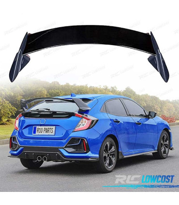 AILERON SPOILER TRASEIRO HONDA CIVIC HATCHBACK 16-20 LOOK TYPE R PRETO BRILHANTE