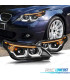 FARÓIS BMW E60 E61 03-07 ANGEL EYES LED U HALO FUNDO PRETO