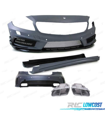 KIT CARROÇARIA PARA-CHOQUES MERCEDES AMG A45 CLASSE A W176 COM PDC + LAVA-FARÓIS + PONTEIRAS