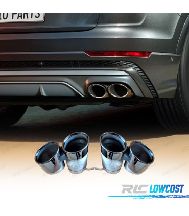 DIFUSOR AUDI Q8 19-23 LOOK SQ8 + PONTEIRAS DE ESCAPE PRATEADAS
