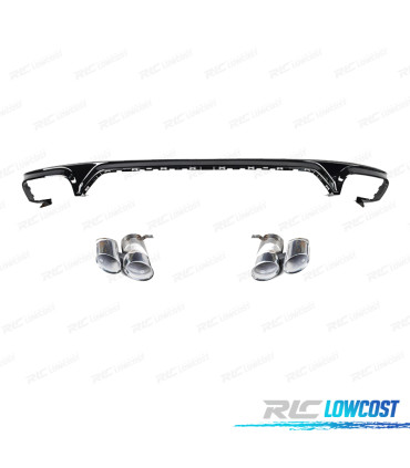 DIFUSOR AUDI Q8 19-23 LOOK SQ8 PRETO + PONTEIRAS DE ESCAPE CROMADAS