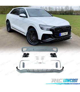 KIT CARROÇARIA AUDI Q8 LOOK ABT RSQ8 19-23 DIFUSOR + LIP FRONTAL + PONTEIRAS DE ESCAPE