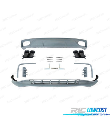 KIT CARROÇARIA AUDI Q8 LOOK ABT RSQ8 19-23 DIFUSOR + LIP FRONTAL + PONTEIRAS DE ESCAPE