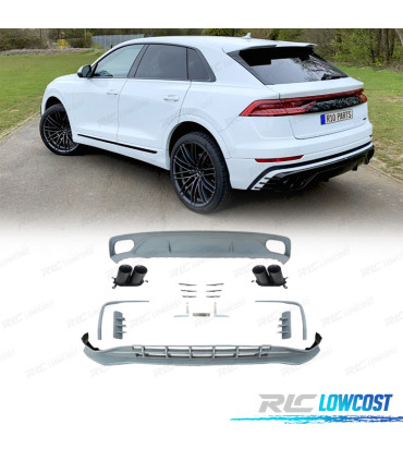KIT CARROÇARIA AUDI Q8 LOOK ABT RSQ8 19-23 DIFUSOR + LIP FRONTAL + PONTEIRAS DE ESCAPE