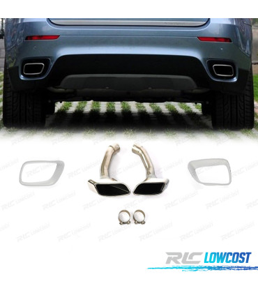 PONTEIRAS DE ESCAPE BMW X6 E71 E72 08-14 QUADRADAS PRATEADAS