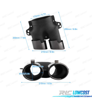 PONTEIRAS DE ESCAPE MERCEDES W205 C205 14- LOOK C43 PRETAS BRILHANTES