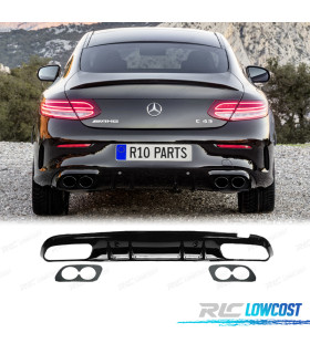 DIFUSOR MERCEDES W205 C205 COUPE AMG 14-18 LOOK C43 PRETO