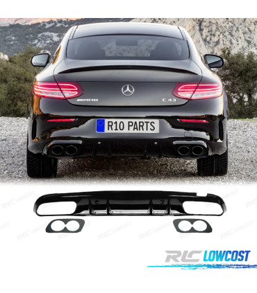 DIFUSOR MERCEDES W205 C205 COUPE AMG 14-18 LOOK C43 PRETO