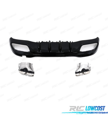 DIFUSOR MERCEDES W206 AMG 21- LOOK C63 + PONTEIRAS DE ESCAPE CROMADAS