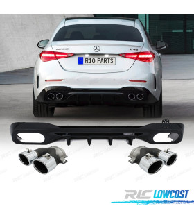 DIFUSOR MERCEDES W206 AMG 21- LOOK C43 + PONTEIRAS DE ESCAPE CROMADAS