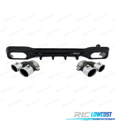 DIFUSOR MERCEDES W206 AMG 21- LOOK C43 + PONTEIRAS DE ESCAPE CROMADAS
