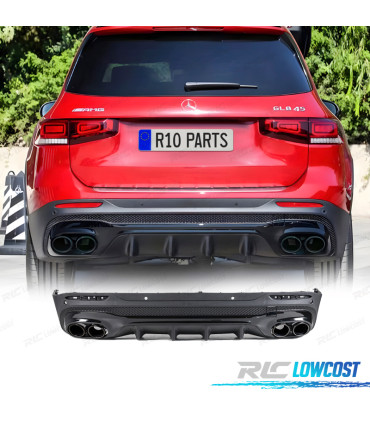 DIFUSOR MERCEDES X247 20- LOOK GLB45 + PONTEIRAS DE ESCAPE PRETAS