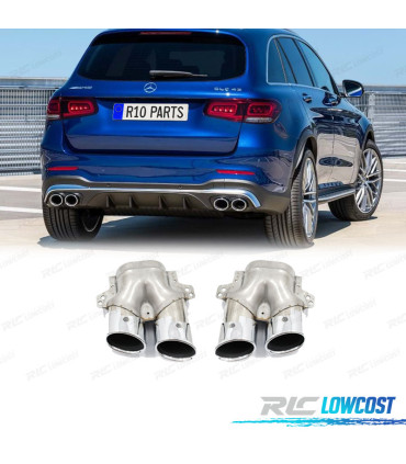 PONTEIRAS DE ESCAPE MERCEDES GLC C253 X253 15-18 LOOK AMG GLC43 CROMADAS