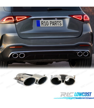 PONTEIRAS DE ESCAPE MERCEDES GLE W167 19- LOOK GLE53 CROMADAS