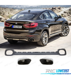 DIFUSOR BMW X6 F16 14-19 LOOK M + PONTEIRAS DE ESCAPE CROMADAS