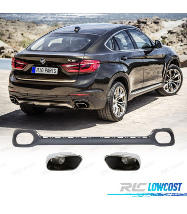 DIFUSOR BMW X6 F16 14-19 LOOK M + PONTEIRAS DE ESCAPE CROMADAS