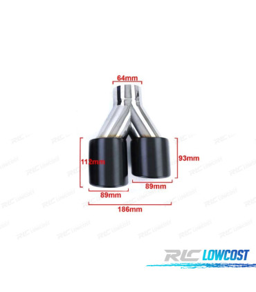 PONTEIRAS DE ESCAPE SAIDA DUPLA UNIVERSAL 2x 89MM INOX PRETO MATT