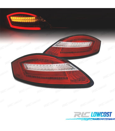 FAROLINS TRASEIROS PORSCHE BOXSTER 987 05-08 LIGHT BAR DINAMIC FUNDO VERMELHO CROMADO