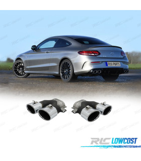 PONTEIRAS DE ESCAPE MERCEDES W205 C205 14- LOOK C43 CROMADAS