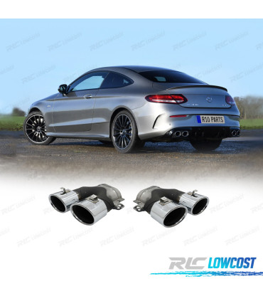 PONTEIRAS DE ESCAPE MERCEDES W205 C205 14- LOOK C43 CROMADAS