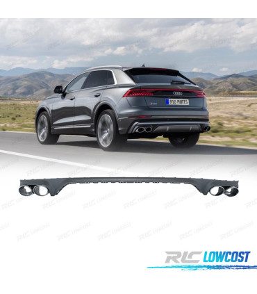DIFUSOR AUDI Q8 19-23 LOOK SQ8 + PONTEIRAS DE ESCAPE PRATEADAS
