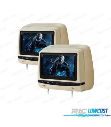 ENCOSTO DE CABEÇA MULTIMEDIA 7 PULGADAS HD TÁCTIL USB SD COR EM BEJE