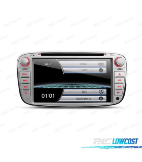 AUTO RADIO 2DIN 7" PARA FORD REDONDO COR CINZA USB GPS TACTIL HD