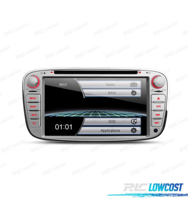 AUTO RADIO 2DIN 7" PARA FORD REDONDO COR CINZA USB GPS TACTIL HD
