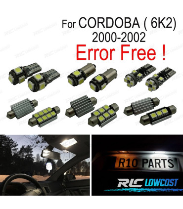 KIT COMPLETO 7 LAMPADAS LED INTERIOR PARA SEAT CORDOBA 6K2 00-02