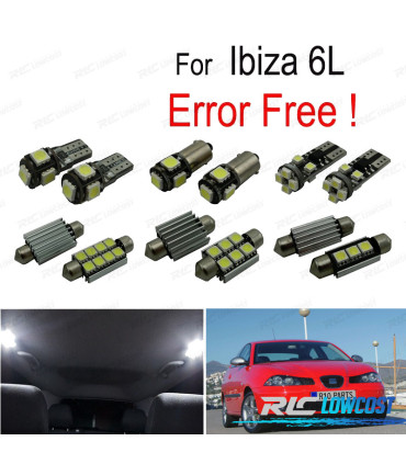 KIT COMPLETO 8 LAMPADAS LED INTERIOR LUZ DE LEITURA PARA SEAT IBIZA IV MK4 6L 02-08