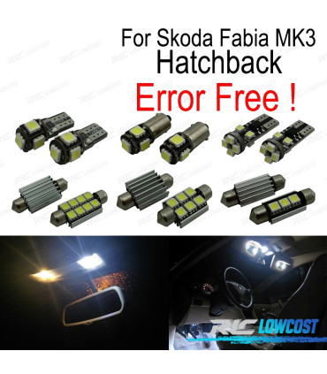 KIT COMPLETO 11 LAMPADAS LED INTERIOR PARA SKODA FABIA 3 MK3 MK III HATCHBACK 15-