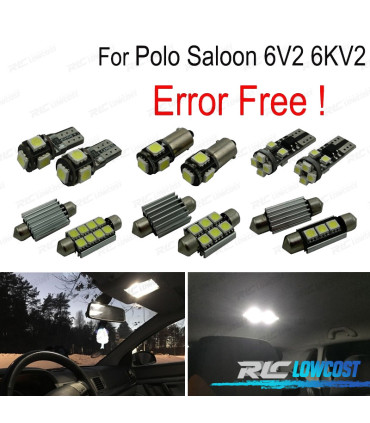 KIT COMPLETO DE 11 LAMPADAS LED INTERIOR PARA VOLKSWAGEN VW POLO CLµSICO SALOON 6V2 6KV2 95-02