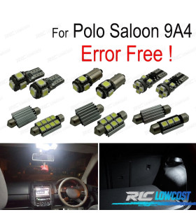 KIT COMPLETO DE 12 LAMPADAS LED INTERIOR PARA VOLKSWAGEN VW POLO MK4 SEDAN 9A4 03-10