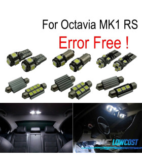KIT COMPLETO 10 LAMPADAS LED INTERIOR PARA SKODA OCTAVIA MK 1 MKI RS 1U2 96-04