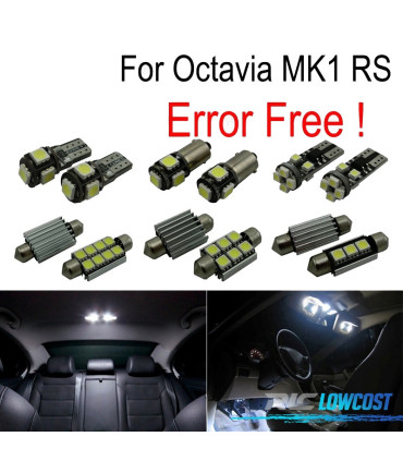 KIT COMPLETO 10 LAMPADAS LED INTERIOR PARA SKODA OCTAVIA MK 1 MKI RS 1U2 96-04
