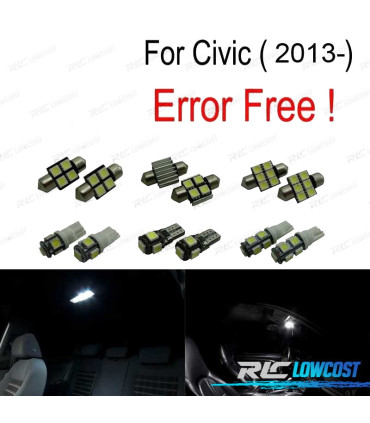 KIT COMPLETO 7 LAMPADAS LED INTERIOR PARA HONDA CIVIC 13-