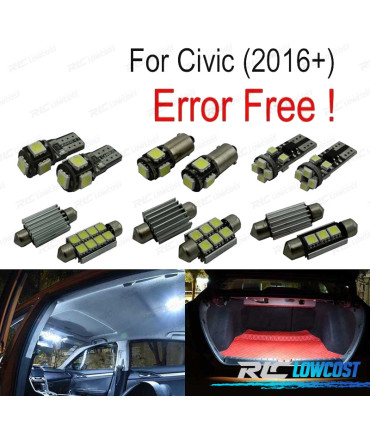 KIT COMPLETO 7 LAMPADAS LED INTERIOR PARA HONDA CIVIC 10TH GEN 16-